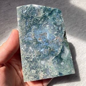 Moss Agate Semi-Polished Freeform Crystal
